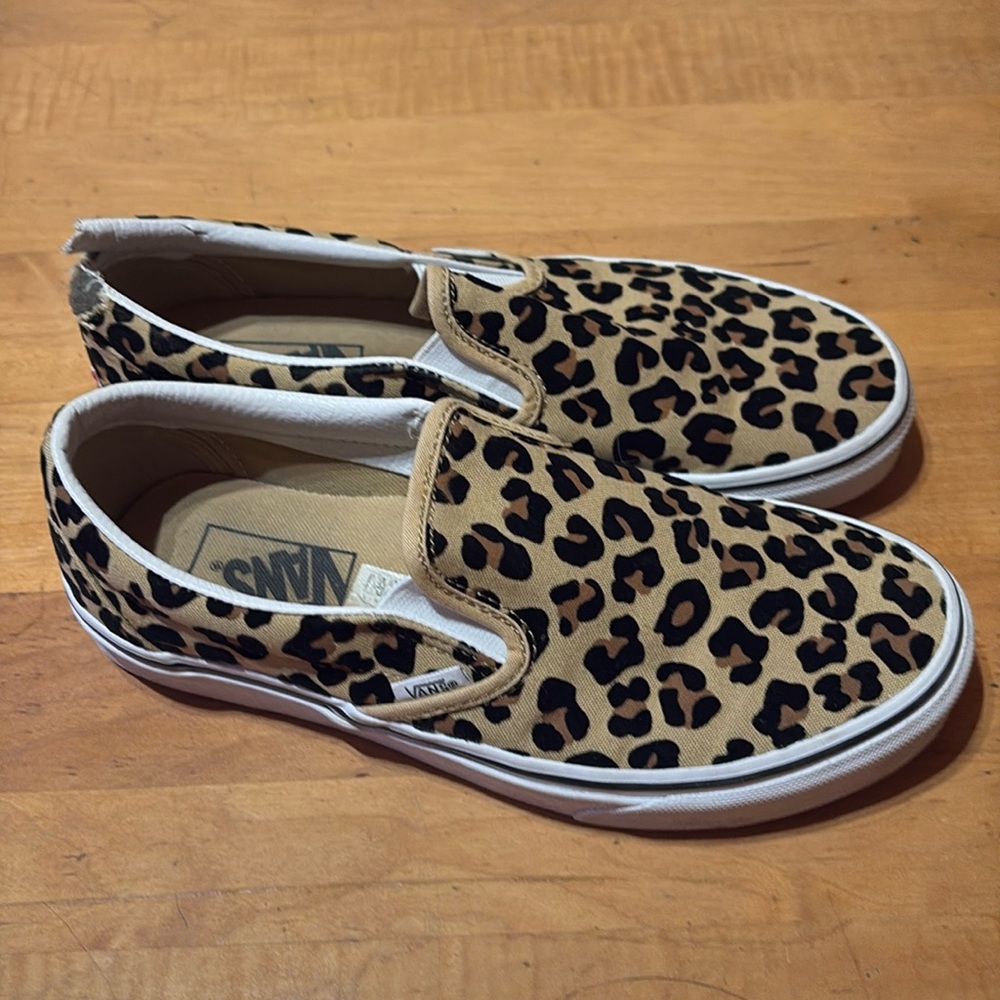 Vans leopard slip ons